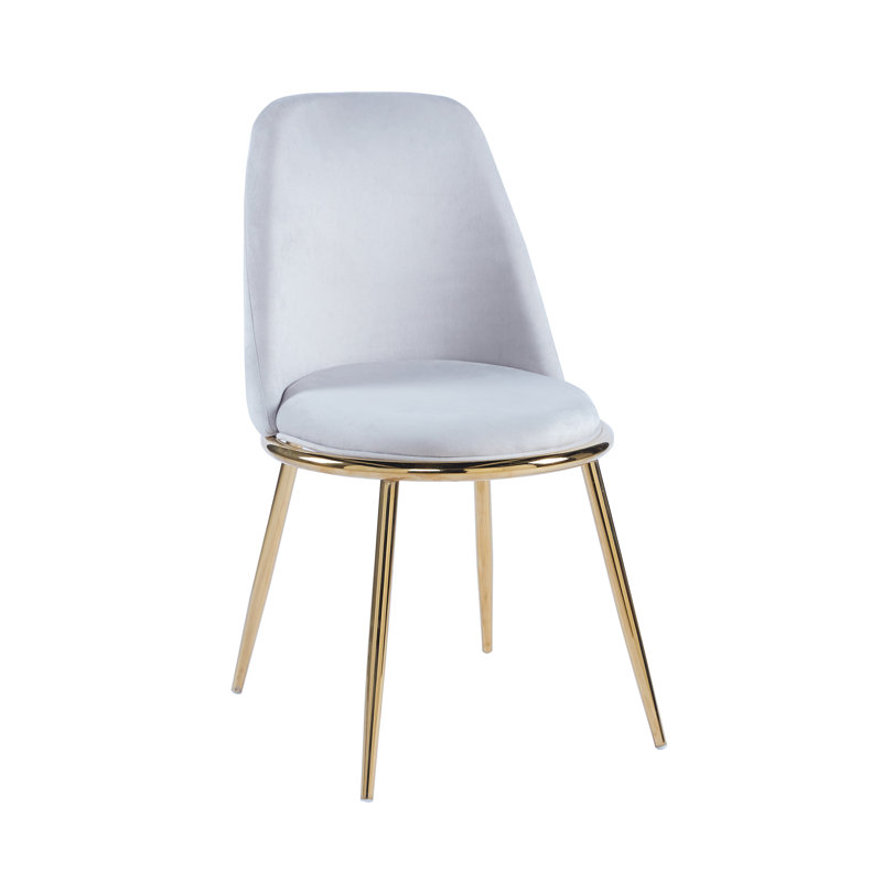 46cm H Velvet Upholstered Side Chair, Grey