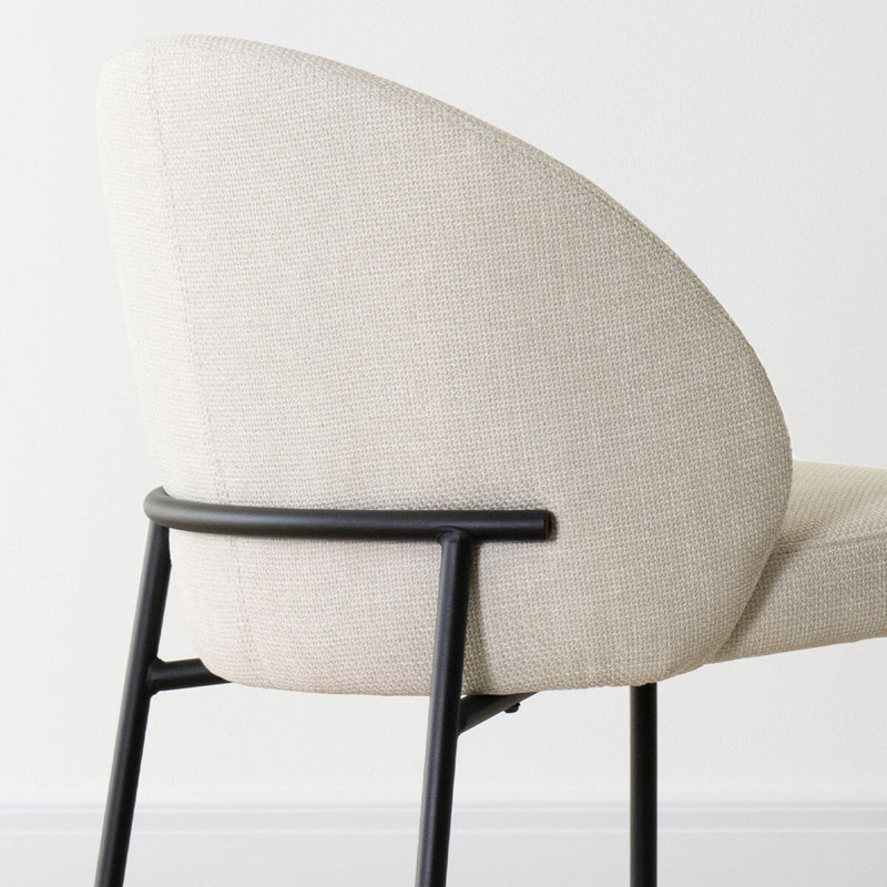 Chaises d'appoint de salle à manger rembourrées modernes avec dossier courbé et siège rembourré, Beige