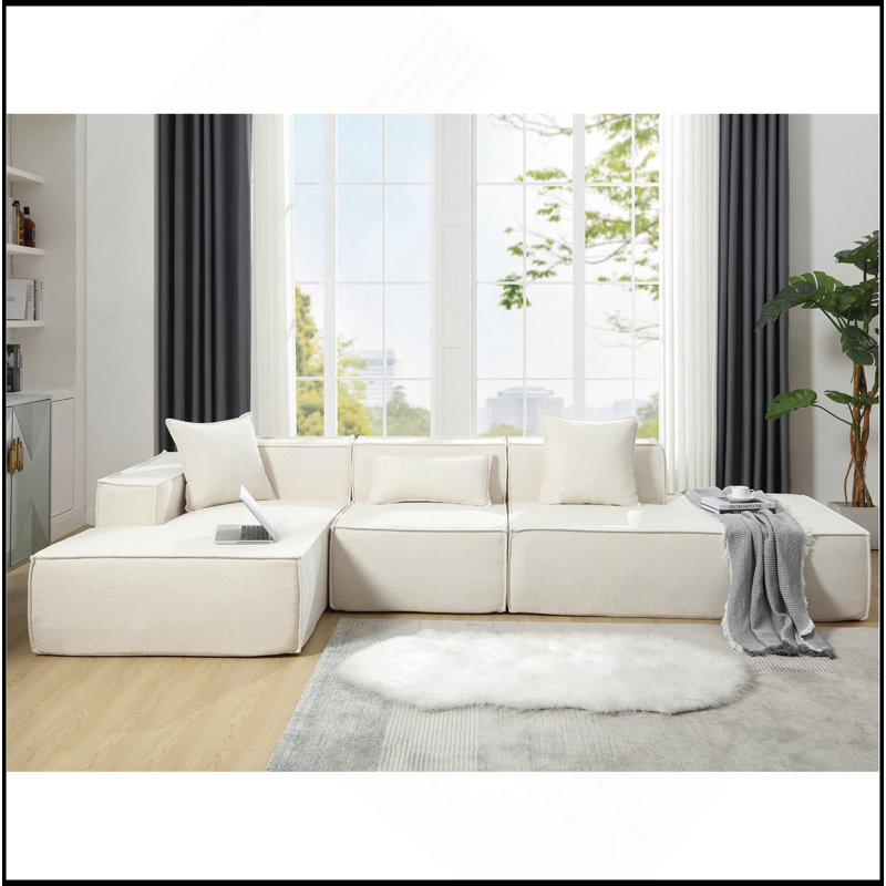 Ensemble de canapé modulaire Boneless, Orienté à gauche (vu de face), Polyester beige