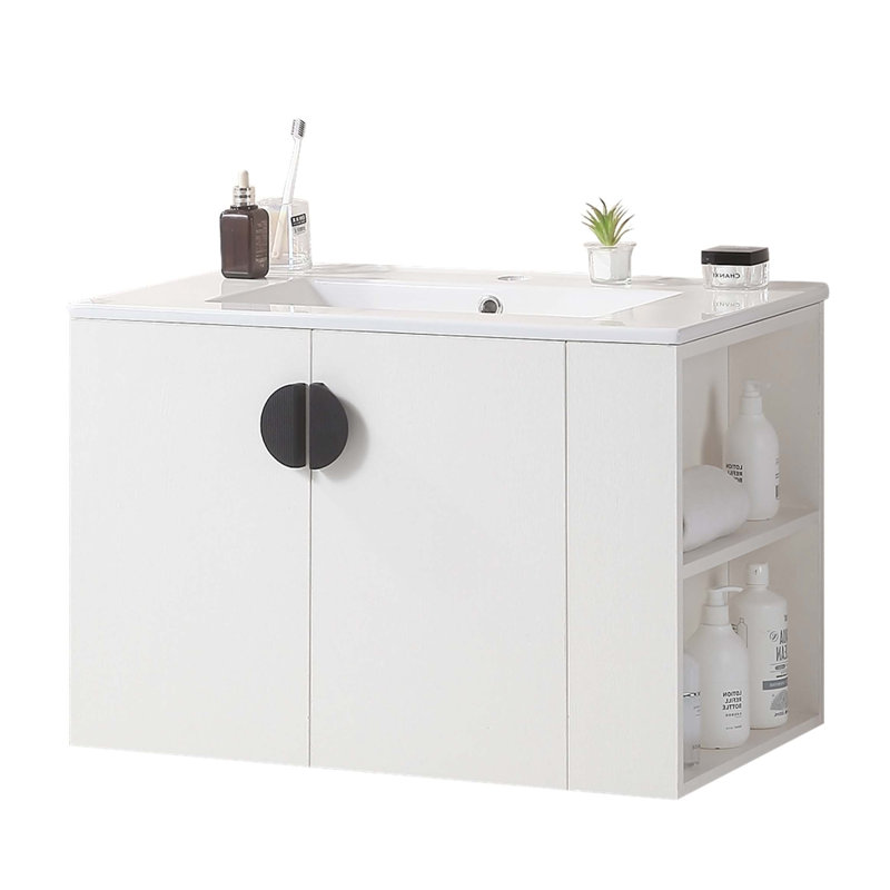 Ensemble de meuble-lavabo mural simple 29,9 po avec plateau en céramique Arven