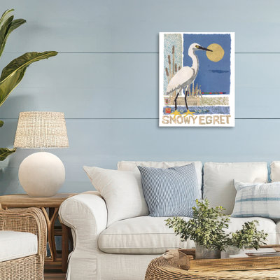 «Nautical Snowy Egret», toile par Nancy Overton