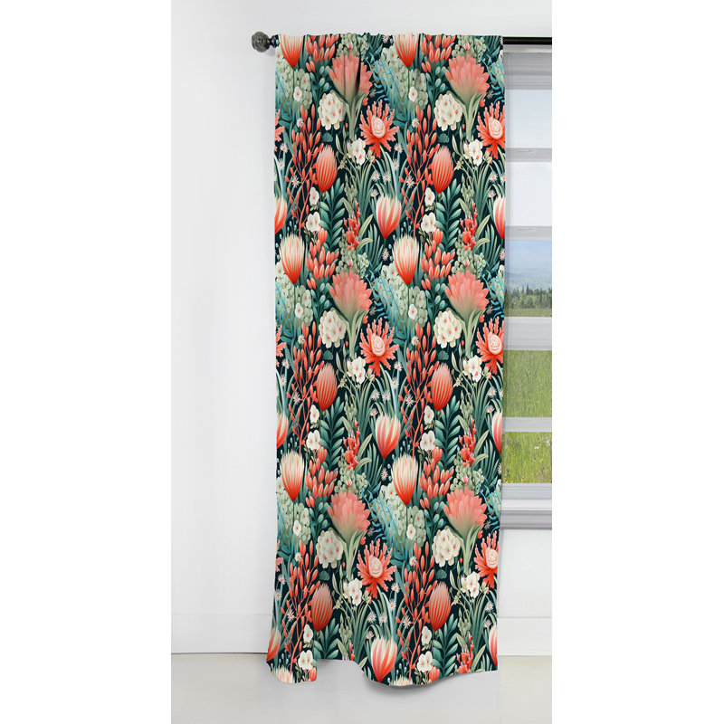 Tropical Reef Adventure - Motif rose I - Rideau floral - Rideau occultant floral - 1 panneau, L 52 po x L 95 po