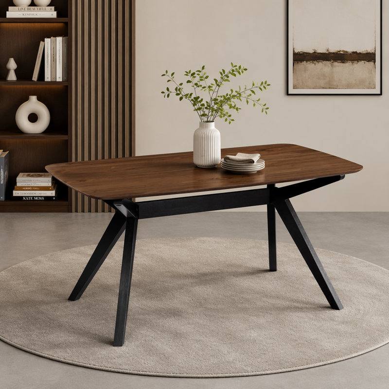 Wood Dining Table ,Walnut+Black