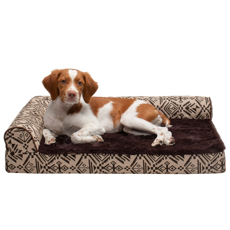 Southwest Kilim Deluxe Chaise Lounge Orthopedic Sofa-Style Pet Bed, Desert Brown, Memory Foam