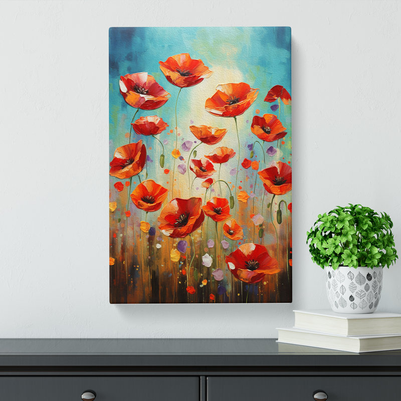 Poppy Field Abstract - Wrapped Canvas, 60cm H x 40cm W x 3cm D