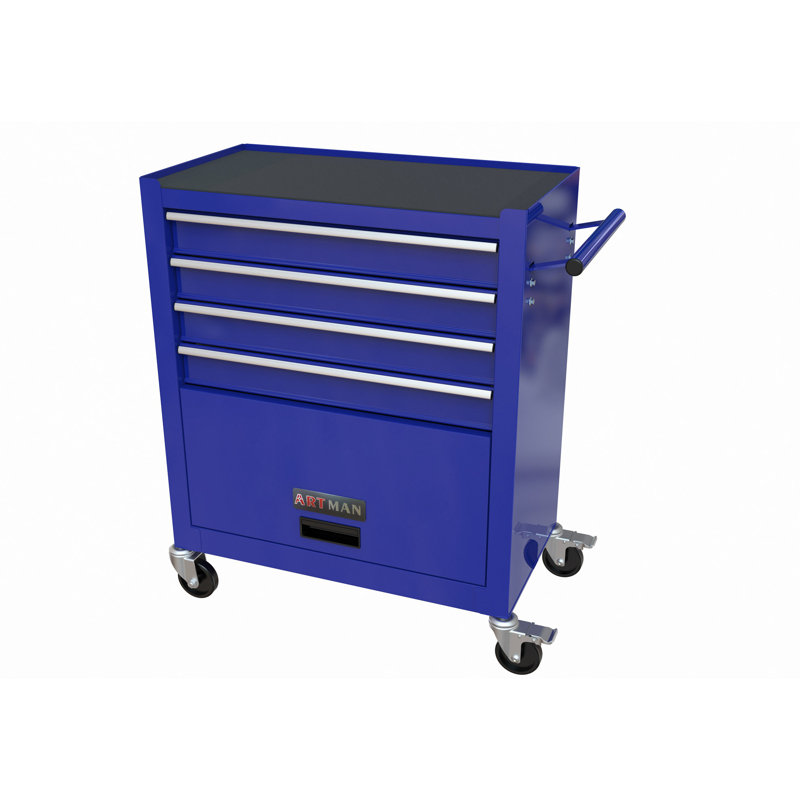 Boîte à outils pour enrouler 4 tiroirs, 24,4 po avec 4 roues et tiroirs avec outils, pour garage, entrepôt, atelier, magasin