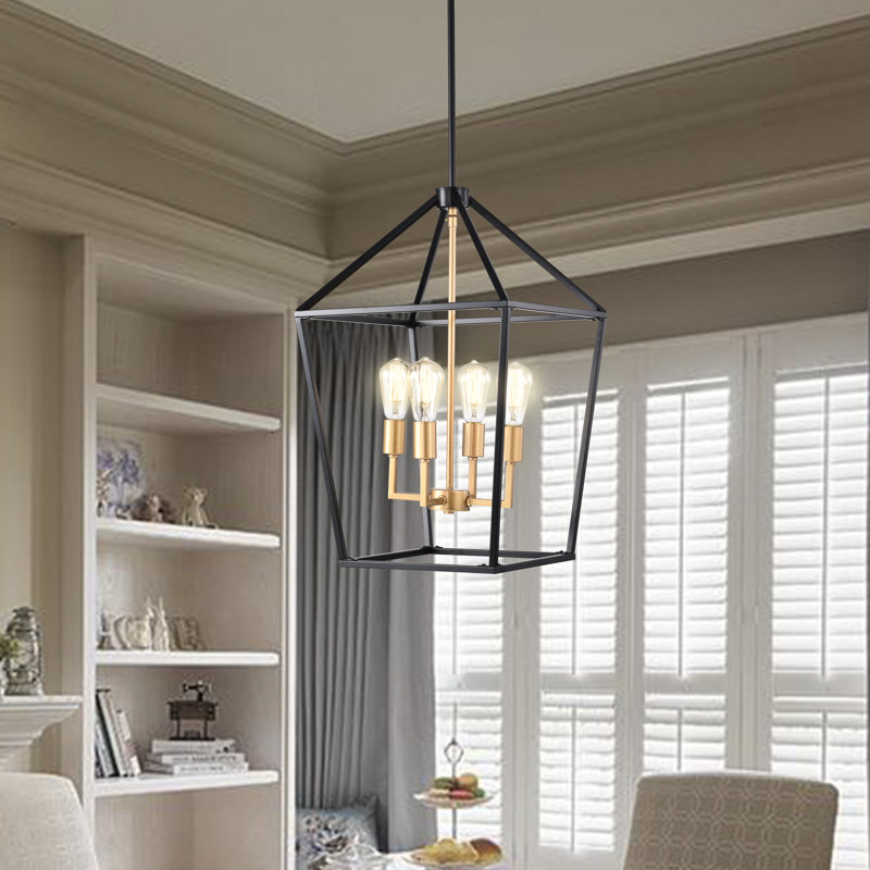 Luminaire suspendu linéaire à 4 lumières pour îlot de cuisine Farmhouse, Noir mat