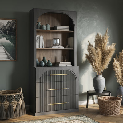 72" Tall Modern Bookshelf with 3 Drawers by Belleze