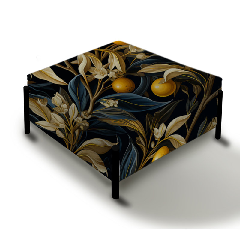 Motif de citronnier jaune et noir - grand repose-pieds carré tropical
