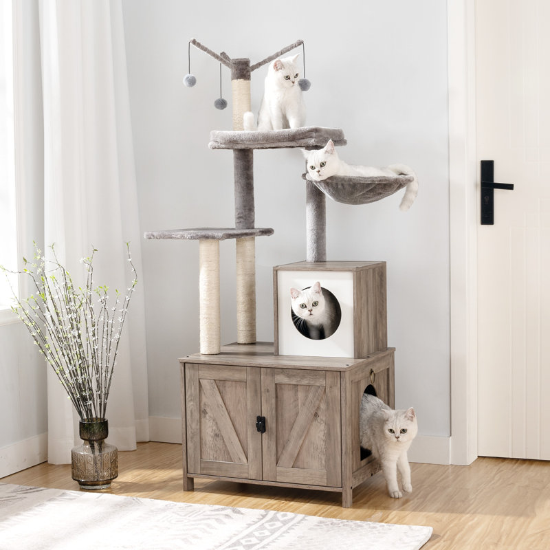 Tour pour chat avec bac à litière pour chats d'intérieur