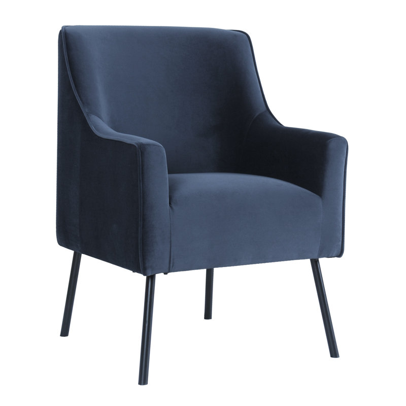 Fauteuil d'appoint à oreilles en tissu de velours Mid Mid Century Modern, Bleu