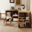 Bureau en bois massif en forme de L noyer clair-608901789