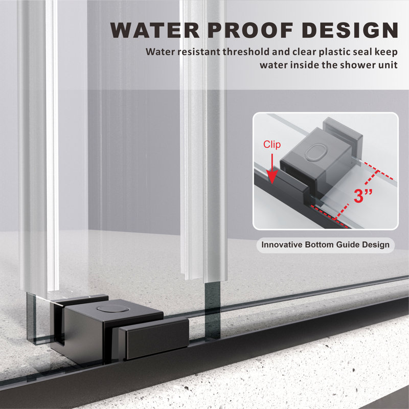 Royal 56 to 60 in. x 72 in. H Frameless  Double Sliding Shower Door with Two Towel Bars in Matte Black and 3/8 in. (10mm) Clear Glass