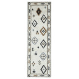 Rivah Hand Tufted Geometric Area Rug in Ivory/Brown/Black