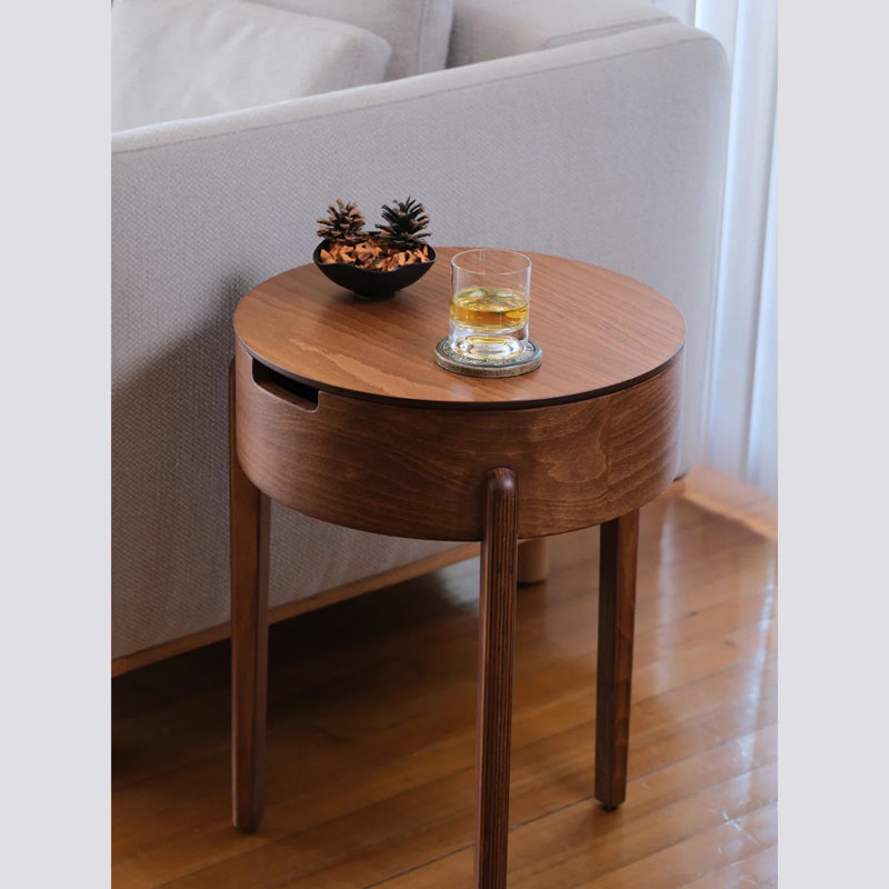 Chef Solid Wood End Table, Light Walnut