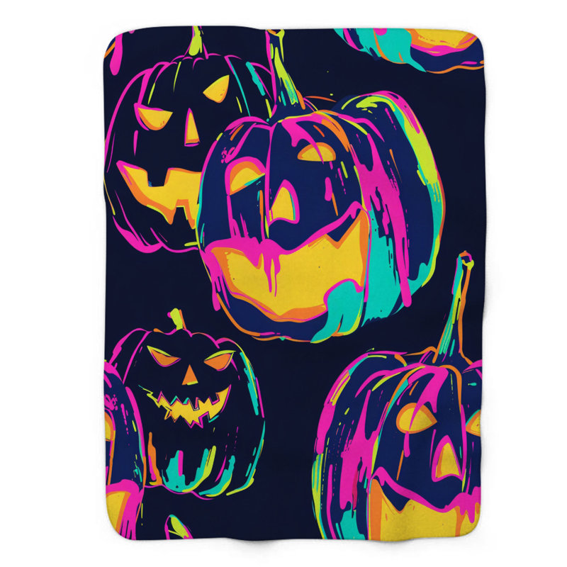 Luminous Pumpkins - 1 pièce Sherpa Premium, Lit simple