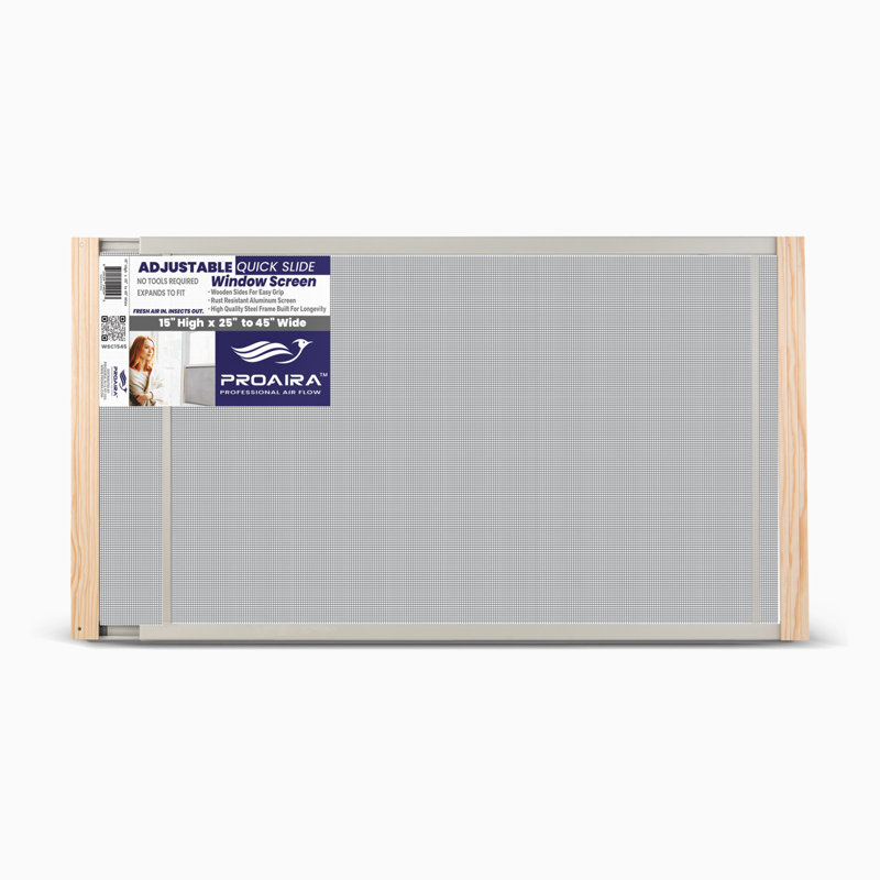 Écran de fenêtre réglable en acier, H 15 po x l 45 po