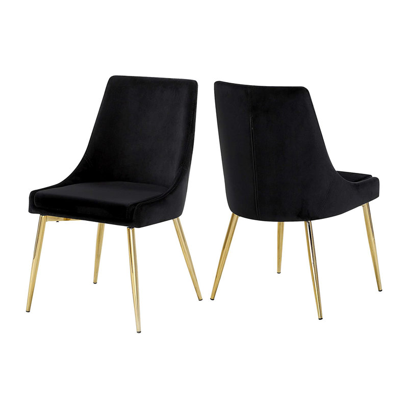 16.75'' H Velvet Upholstered Parsons Chair, Black