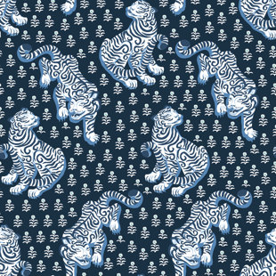 Papier peint adhésif grand tigre bleu marine
