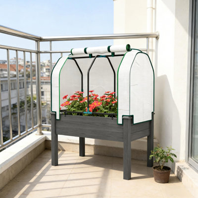 Boîte à fleurs avec cadre solide, couvercle rétractable et trous de drainage pour une croissance optimale des plantes, gris foncé, L 35,4 po x l 21,7 po H 46,9 po, tissu non tissé respirant, support