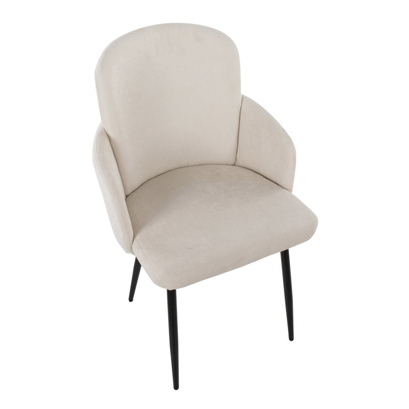 Jaquavia Fabric Upholstered Arm Chair in Cream, Fabric Cream, Black