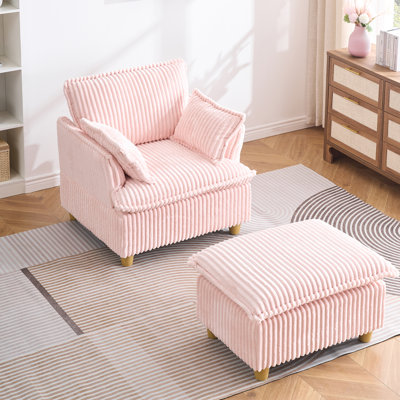 Canapé simple en velours côtelé avec coussins de pieds et coussins décoratifs, convient au balcon, au salon ou au bureau