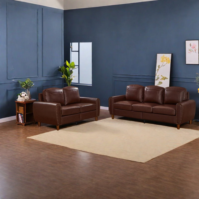 Ensemble de canapés de qualité supérieure, similicuir respirant, accoudoirs roulés modernes pour la maison