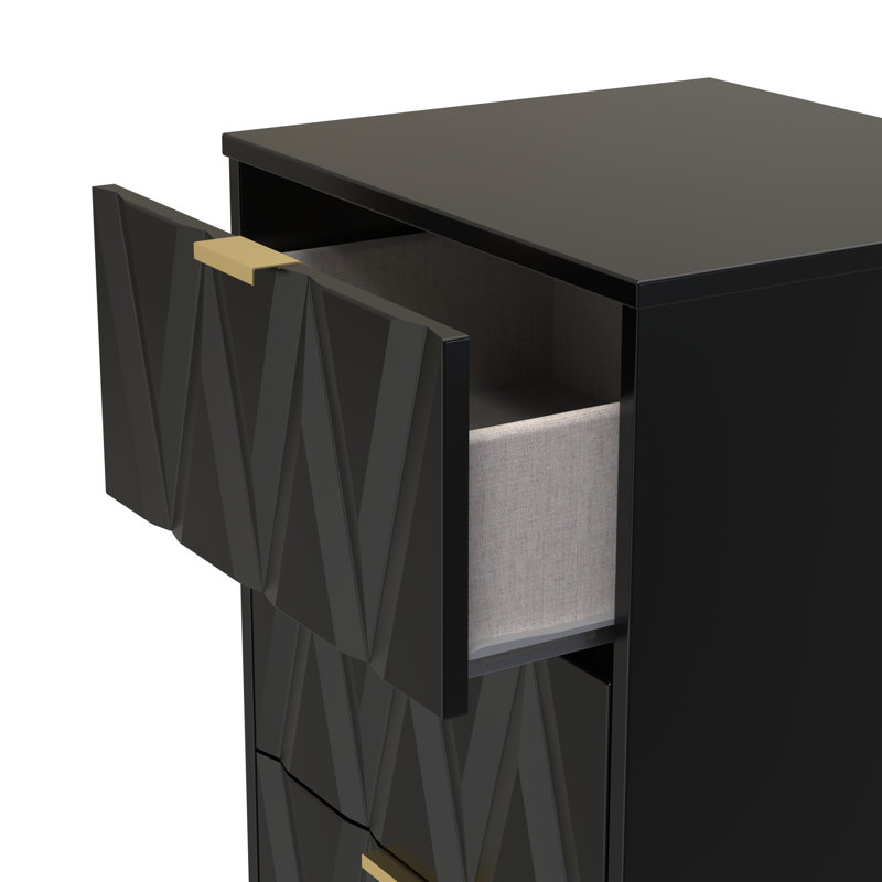 Las Vegas Bedside Table, Deep Black/Black Matt