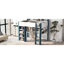 Lit mezzanine double en bois bleu avec rangement et espace de travail - apparence élégante, fonction pratique, instructions d'installation simples, tablettes de bureau encastrées, esthétique moderne, espace généreux, assemblage-118896854