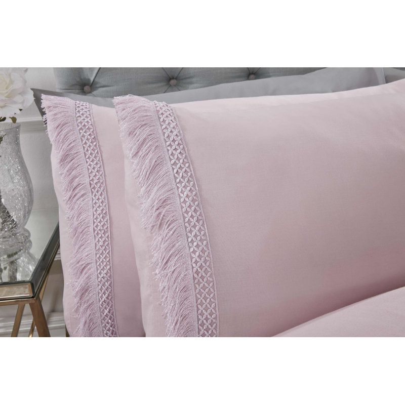 Huerta Solid Colour Duvet Cover Set with Pillowcases, Super King Duvet Cover, Blush