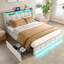 Carlyann Modern Fabric Bed Frame With LED Headboard Storage, USB & Type-C Ports, And Under-Bed Drawers-1629624116-1629624115