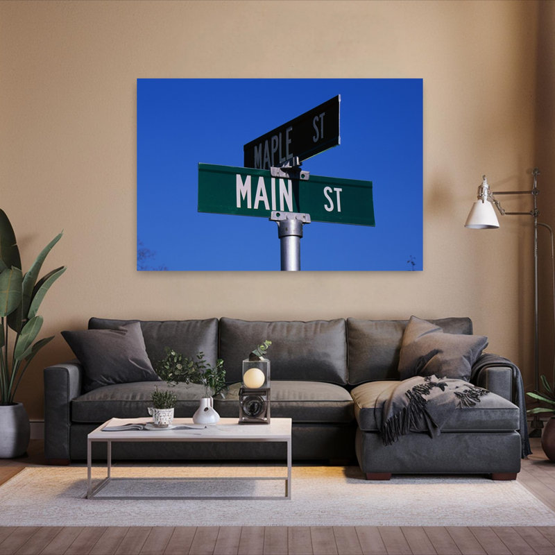 «Street sign», érable contemporain, art mural, H 40 po x l 60 po