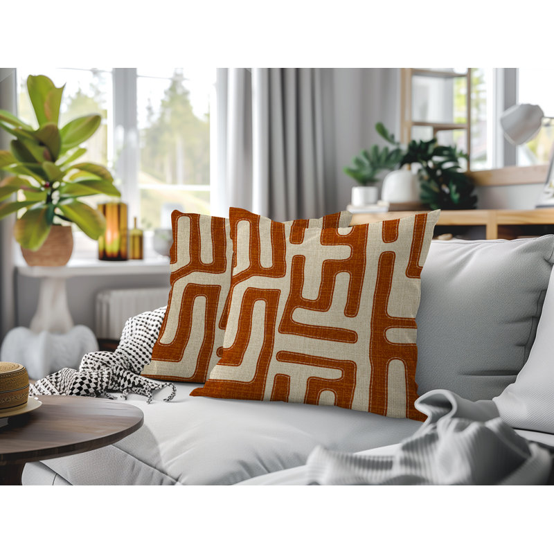 Coussin intérieur / extérieur Tiwa, 20 x 20, Orange brûlé