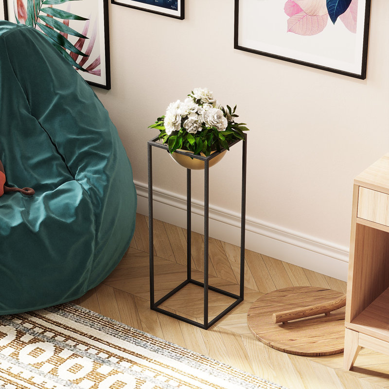 Élégant pot décoratif, noir et doré, 8,3 po x 23,6 po | Fabrication 100% métal, poids léger 2,9 lb | Parfait pour la décoration intérieure, les espaces de bureau et les présentoirs de plantes élégants, aucune installation requise