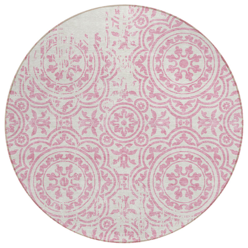 Tapis ivoire rond intérieur lavable 8 'Medallion