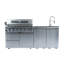 Barbecue au propane à 6 brûleurs Daheat Deluxe en acier inoxydable de 43 po avec rôtissoire, comptoirs en granit, armoire de rangement, évier, argent