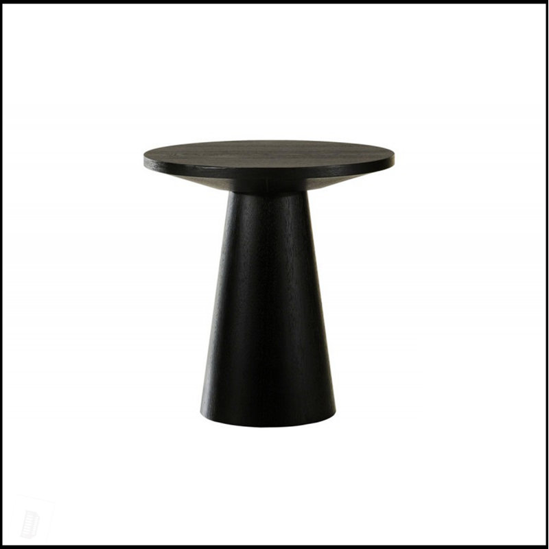 20 po Console ronde en bois avec base à piédestal pour salon moderne, design élégant et fonctionnel, Noir