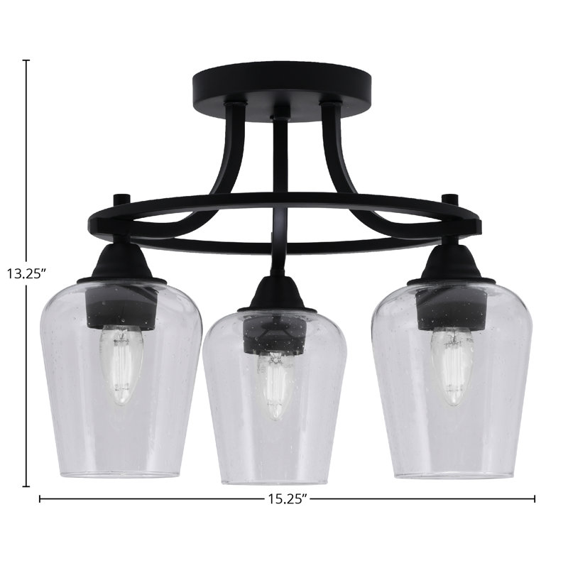Luminaire semi-encastré 3 lumières Paramount au fini noir mat avec verre transparent de 5 po