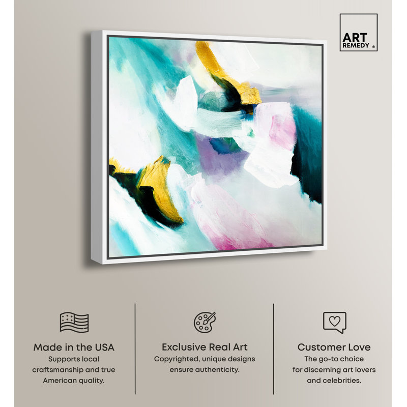 21" x 21" White Framed Abstract Canvas Art in Multicolor