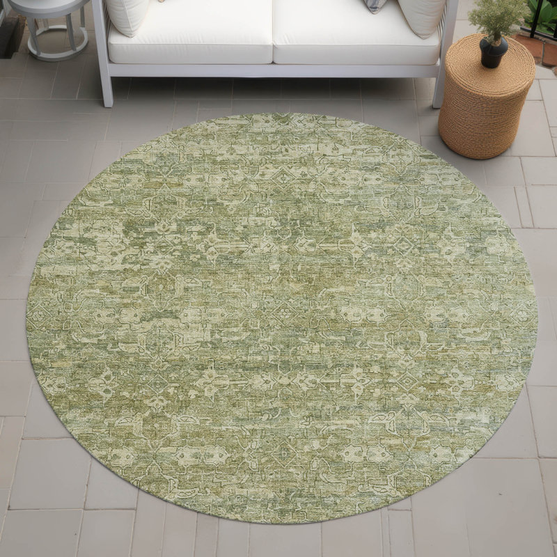 Tapis ikat intérieur / extérieur lavable à la machine Chantille ACN2324, Rond 8 pi