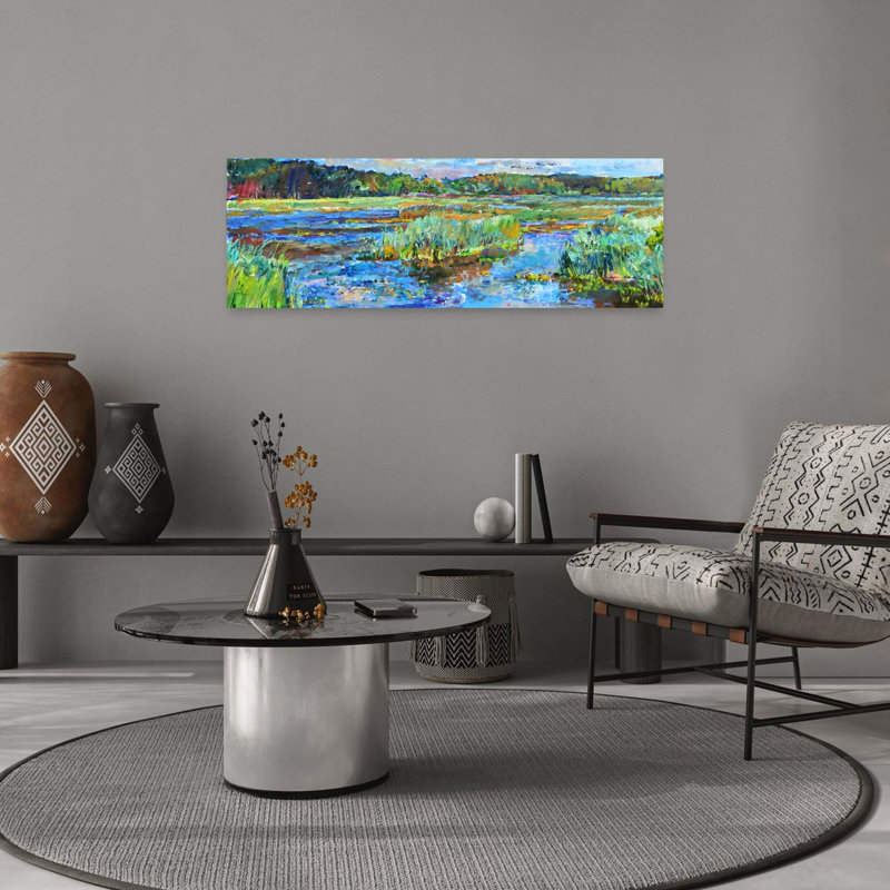 «Vibrant Marsh Landscape Colorful Peaceful Serene Landscape Nature», art mural, H 36 po x l 12 po