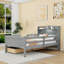 Lit plateforme simple en bois 2 tiroirs avec tablettes et DEL-1748156635