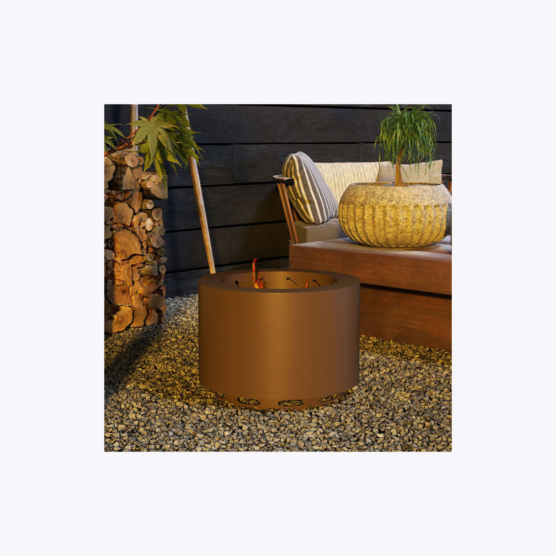 Foyer d'extérieur au feu de bois portatif avec tisonnier de 19 po Outsunny, Bronze