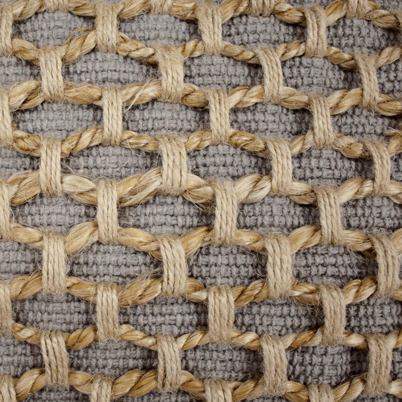 Boho Living Jada Decorative Pillow Collection Jute/Cotton Indoor Square Throw Pillow with & Insert, Gray, 20" x 20"