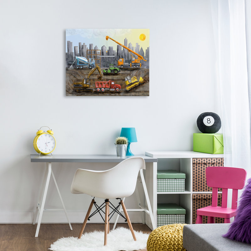  "Construction Camions Skyline" par Brett Blumenthal, H 24 po x l 30 po