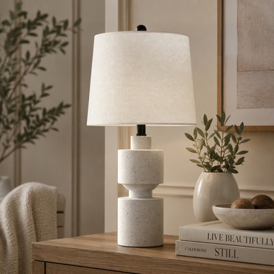 24.5" Modern Farmhouse Ivory Resin Table Lamp with 3-Way Dimming for Bedroom, Living Room, Bedside, Desk & Nightstand (Bulbs Not Included)