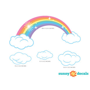Décalcomanie murale en tissu en arc-en-ciel sparkle