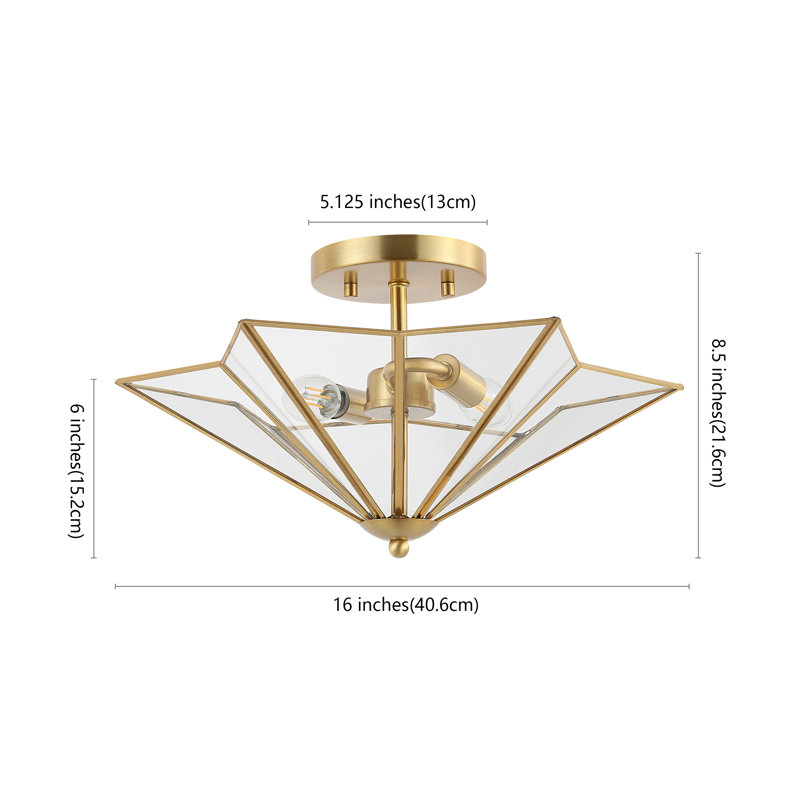 Plafonnier, Laiton antique, Transparent