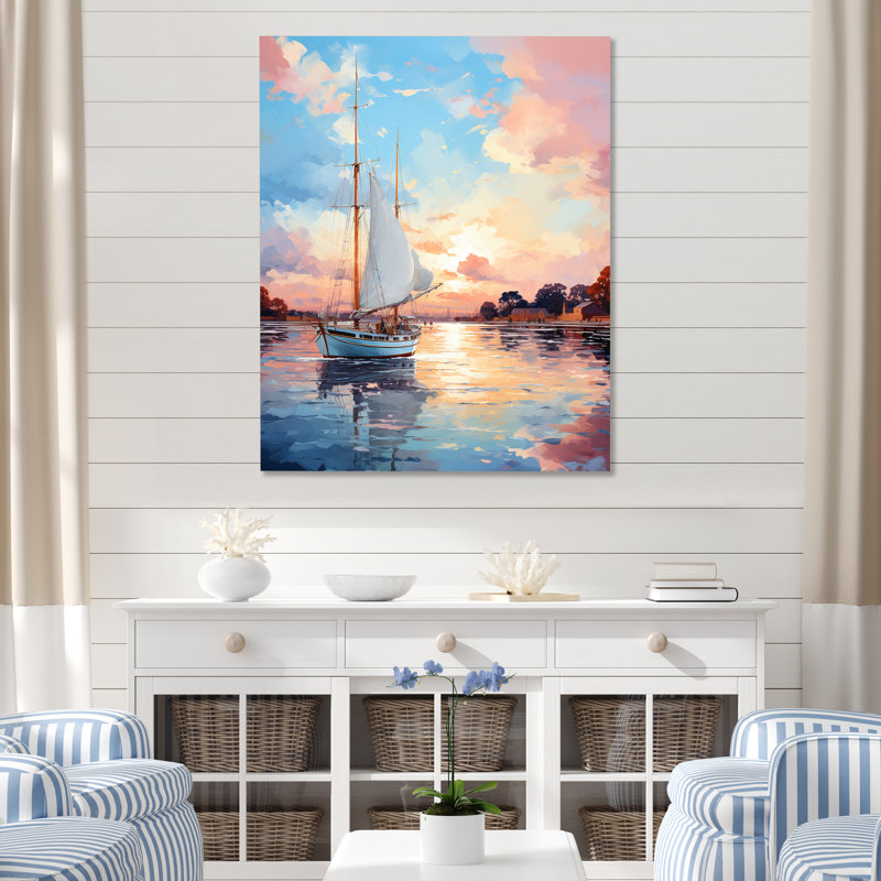 Port Port tranquille - impression, H 32 po x l 16 po x P 1 po, Toile tendue