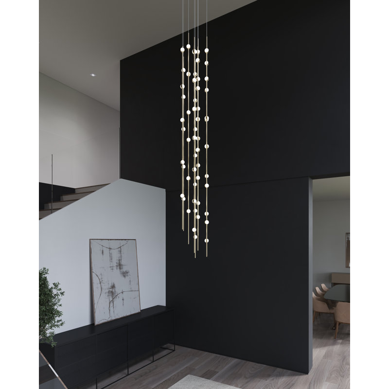 Constellation Andromeda Satin Nickel 34" LED Pendant with Crystal Accents